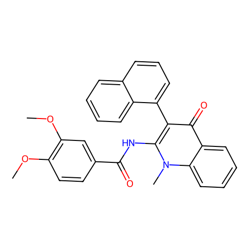 3,4-dimethoxy-N-(1-methyl-3-naphthalen-1-yl-4-oxo-quinolin-2-yl)benzamide structure