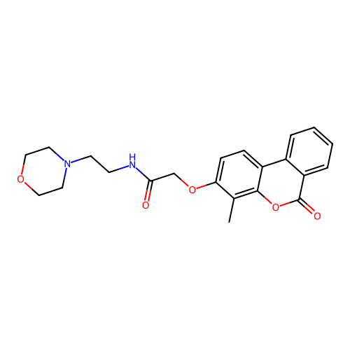 2-((4-methyl-6-oxo-6H-benzo[c]chromen-3-yl)oxy)-N-(2-morpholinoethyl)acetamide structure