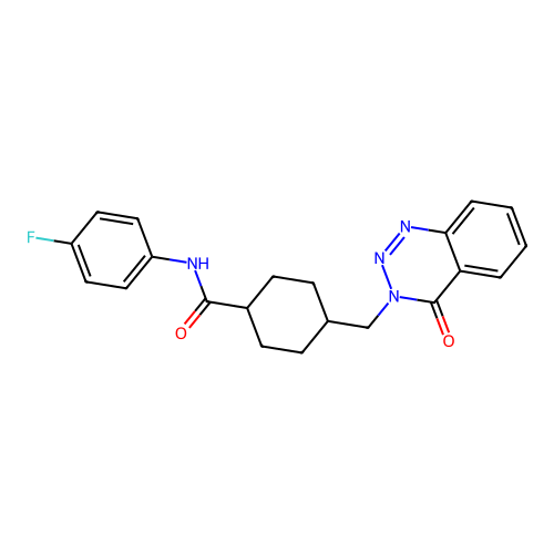 N-(4-fluorophenyl)-4-((4-oxobenzo[d][1,2,3]triazin-3(4H)-yl)methyl)cyclohexanecarboxamide structure