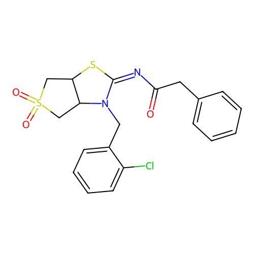 N-[(2E)-3-(2-chlorobenzyl)-5,5-dioxidotetrahydrothieno[3,4-d][1,3]thiazol-2(3H)-ylidene]-2-phenylacetamide structure