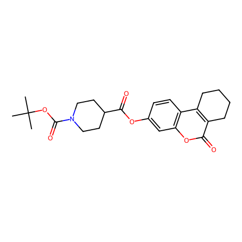 1-tert-butyl 4-(6-oxo-7,8,9,10-tetrahydro-6H-benzo[c]chromen-3-yl) piperidine-1,4-dicarboxylate structure