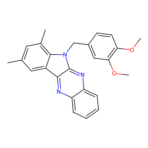 6-(3,4-dimethoxybenzyl)-7,9-dimethyl-6H-indolo[2,3-b]quinoxaline structure