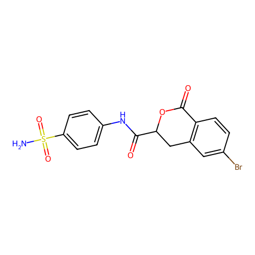 6-bromo-1-oxo-N-(4-sulfamoylphenyl)isochroman-3-carboxamide structure