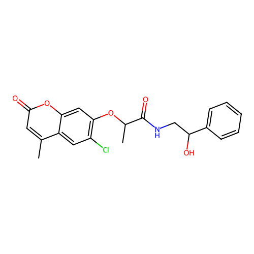 2-((6-chloro-4-methyl-2-oxo-2H-chromen-7-yl)oxy)-N-(2-hydroxy-2-phenylethyl)propanamide structure