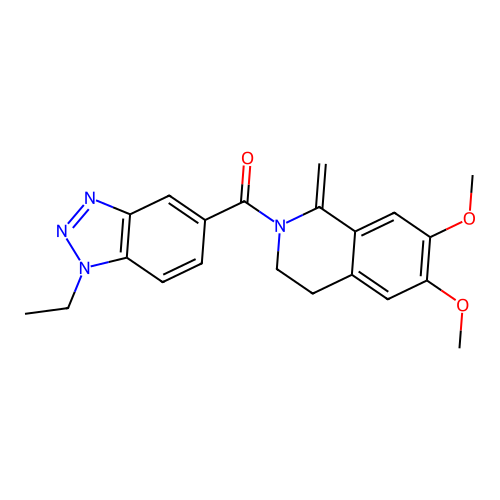 (6,7-dimethoxy-1-methylene-3,4-dihydroisoquinolin-2(1H)-yl)(1-ethyl-1H-benzo[d][1,2,3]triazol-5-yl)methanone structure