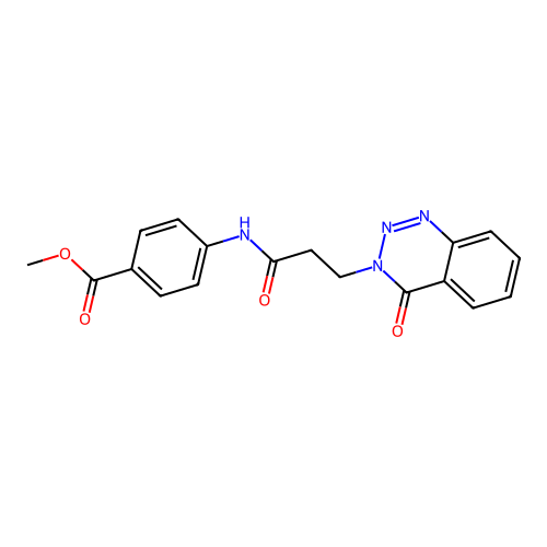 methyl 4-({3-[4-oxo-1,2,3-benzotriazin-3(4H)-yl]propanoyl}amino)benzoate structure