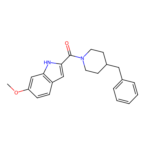 (4-benzylpiperidin-1-yl)(6-methoxy-1H-indol-2-yl)methanone structure