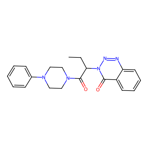 3-{1-[(4-phenylpiperazino)carbonyl]propyl}-1,2,3-benzotriazin-4(3H)-one structure