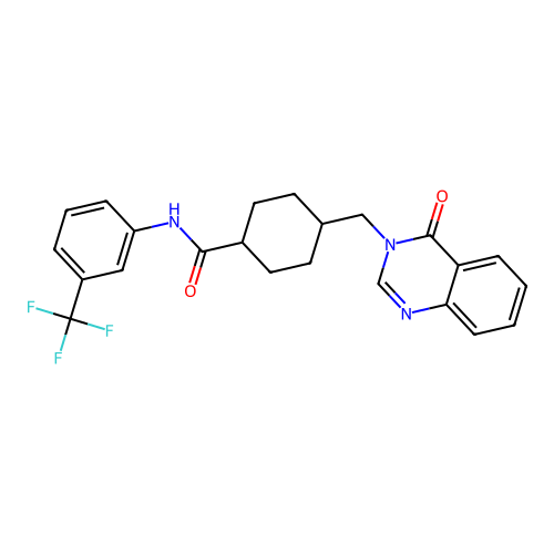 4-[(4-oxoquinazolin-3-yl)methyl]-N-[3-(trifluoromethyl)phenyl]cyclohexane-1-carboxamide structure