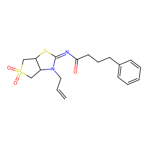 (Z)-N-(3-allyl-5,5-dioxidotetrahydrothieno[3,4-d]thiazol-2(3H)-ylidene)-4-phenylbutanamide structure