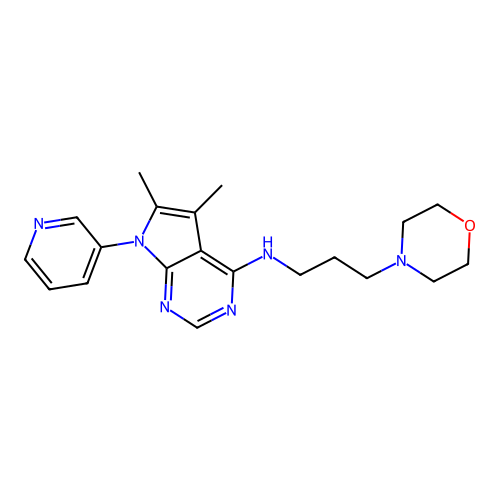 5,6-dimethyl-N-(3-morpholin-4-ylpropyl)-7-pyridin-3-ylpyrrolo[2,3-d]pyrimidin-4-amine structure
