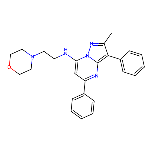 2-methyl-N-[2-(morpholin-4-yl)ethyl]-3,5-diphenylpyrazolo[1,5-a]pyrimidin-7-amine structure