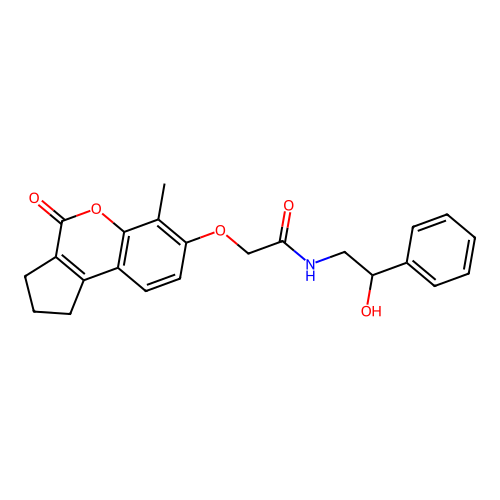 N-(2-hydroxy-2-phenylethyl)-2-((6-methyl-4-oxo-1,2,3,4-tetrahydrocyclopenta[c]chromen-7-yl)oxy)acetamide structure