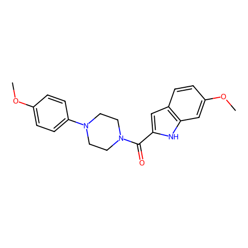 (6-methoxy-1H-indol-2-yl)(4-(4-methoxyphenyl)piperazin-1-yl)methanone structure