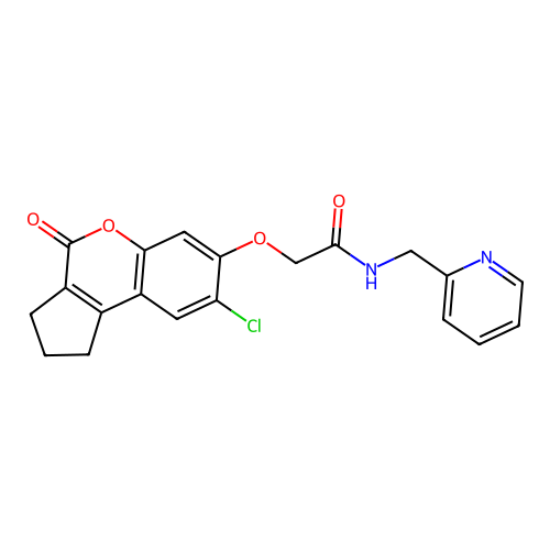 2-((8-chloro-4-oxo-1,2,3,4-tetrahydrocyclopenta[c]chromen-7-yl)oxy)-N-(pyridin-2-ylmethyl)acetamide structure