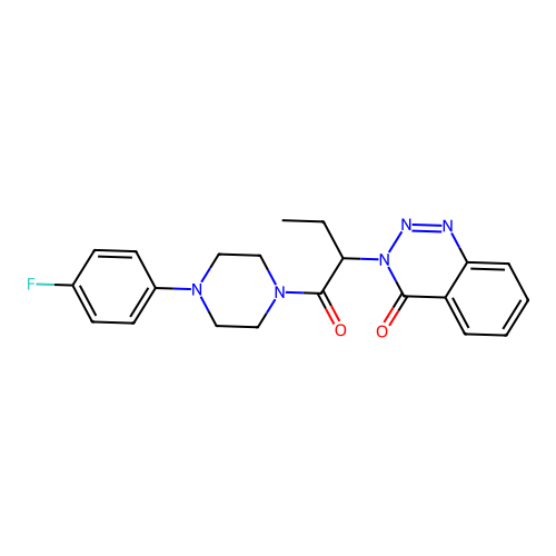 3-[1-[4-(4-fluorophenyl)piperazin-1-yl]-1-oxobutan-2-yl]-1,2,3-benzotriazin-4-one structure
