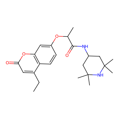 2-((4-ethyl-2-oxo-2H-chromen-7-yl)oxy)-N-(2,2,6,6-tetramethylpiperidin-4-yl)propanamide structure