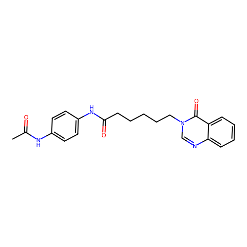 N-[4-(acetylamino)phenyl]-6-(4-oxoquinazolin-3(4H)-yl)hexanamide structure