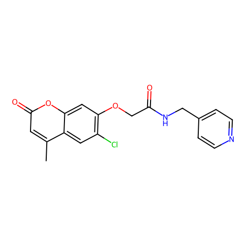 2-((6-chloro-4-methyl-2-oxo-2H-chromen-7-yl)oxy)-N-(pyridin-4-ylmethyl)acetamide structure