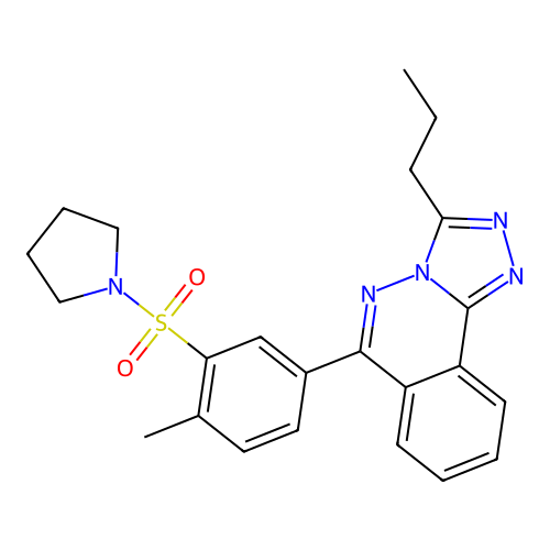 6-(4-methyl-3-(pyrrolidin-1-ylsulfonyl)phenyl)-3-propyl-[1,2,4]triazolo[3,4-a]phthalazine structure