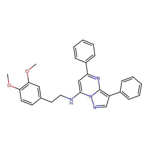 N-[2-(3,4-dimethoxyphenyl)ethyl]-3,5-diphenylpyrazolo[1,5-a]pyrimidin-7-amine structure