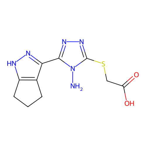 {[4-amino-5-(2,4,5,6-tetrahydrocyclopenta[c]pyrazol-3-yl)-4H-1,2,4-triazol-3-yl]sulfanyl}acetic acid structure