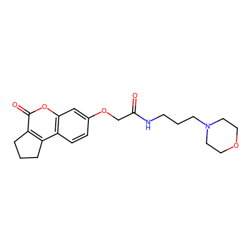 N-(3-morpholin-4-ylpropyl)-2-[(4-oxo-2,3-dihydro-1H-cyclopenta[c]chromen-7-yl)oxy]acetamide structure