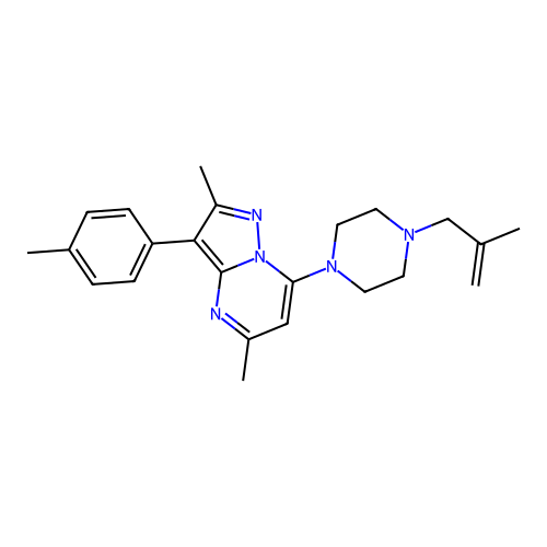 2,5-dimethyl-7-(4-(2-methylallyl)piperazin-1-yl)-3-(p-tolyl)pyrazolo[1,5-a]pyrimidine structure