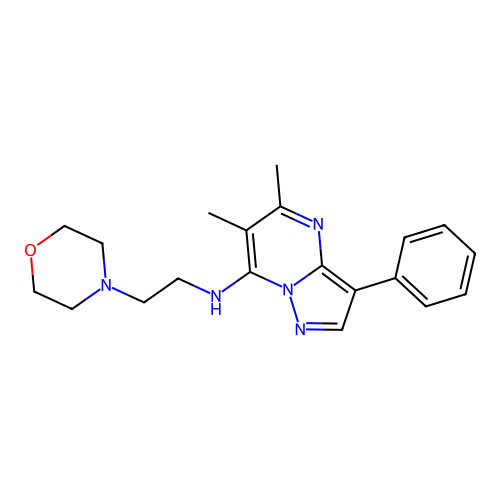 5,6-dimethyl-N-(2-morpholin-4-ylethyl)-3-phenylpyrazolo[1,5-a]pyrimidin-7-amine structure