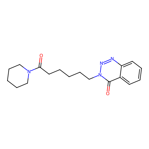 3-[6-oxo-6-(piperidin-1-yl)hexyl]-1,2,3-benzotriazin-4(3H)-one structure