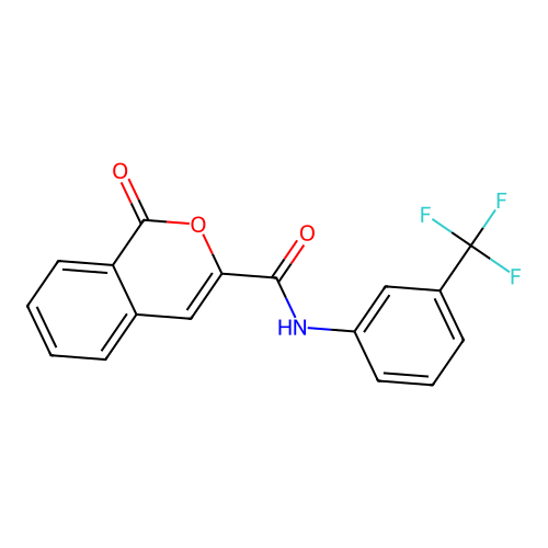 1-oxo-N-(3-(trifluoromethyl)phenyl)-1H-isochromene-3-carboxamide structure