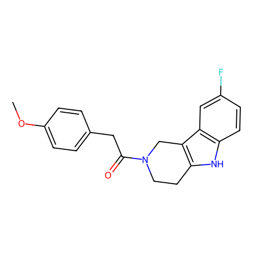 1-(8-fluoro-1,3,4,5-tetrahydro-2H-pyrido[4,3-b]indol-2-yl)-2-(4-methoxyphenyl)ethanone structure