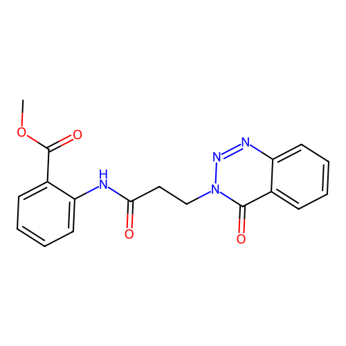 methyl 2-({3-[4-oxo-1,2,3-benzotriazin-3(4H)-yl]propanoyl}amino)benzoate structure