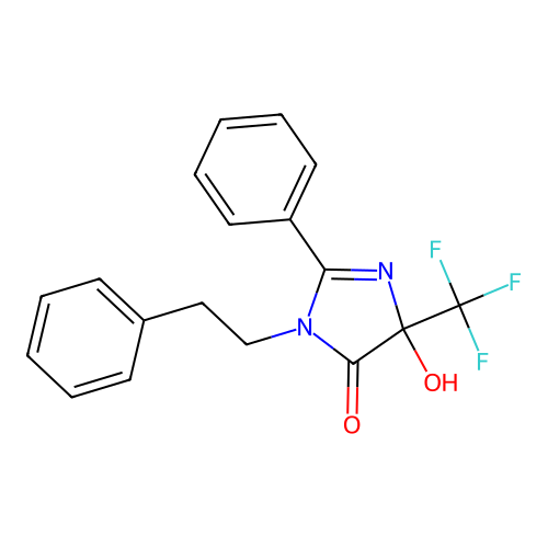 5-hydroxy-3-phenethyl-2-phenyl-5-(trifluoromethyl)imidazol-4-one structure