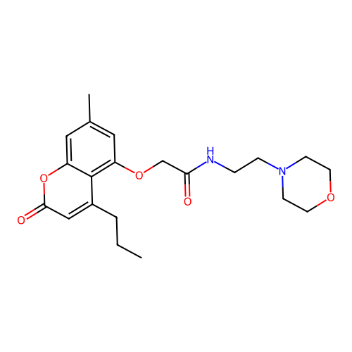 2-[(7-methyl-2-oxo-4-propyl-2H-chromen-5-yl)oxy]-N-[2-(morpholin-4-yl)ethyl]acetamide structure
