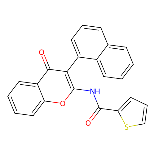N-(3-(naphthalen-1-yl)-4-oxo-4H-chromen-2-yl)thiophene-2-carboxamide structure