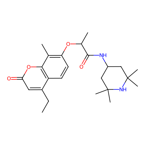 2-[(4-ethyl-8-methyl-2-oxo-2H-chromen-7-yl)oxy]-N-(2,2,6,6-tetramethylpiperidin-4-yl)propanamide structure