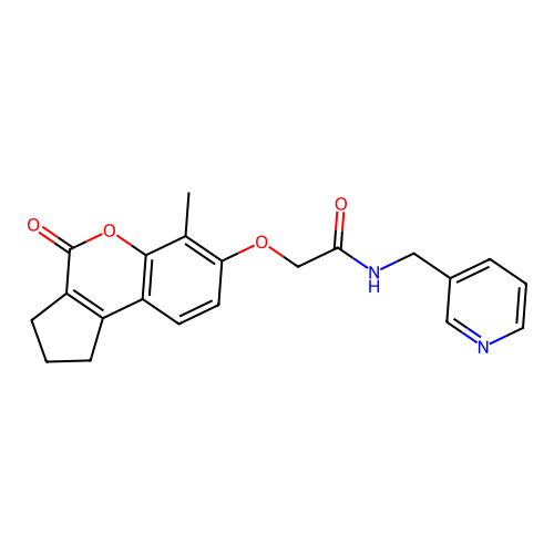 2-((6-methyl-4-oxo-1,2,3,4-tetrahydrocyclopenta[c]chromen-7-yl)oxy)-N-(pyridin-3-ylmethyl)acetamide structure