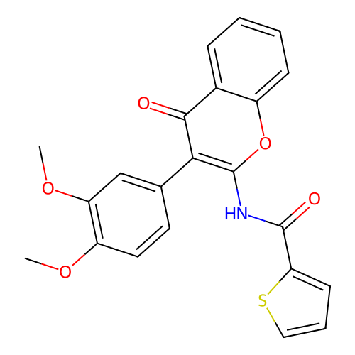 N-(3-(3,4-dimethoxyphenyl)-4-oxo-4H-chromen-2-yl)thiophene-2-carboxamide structure