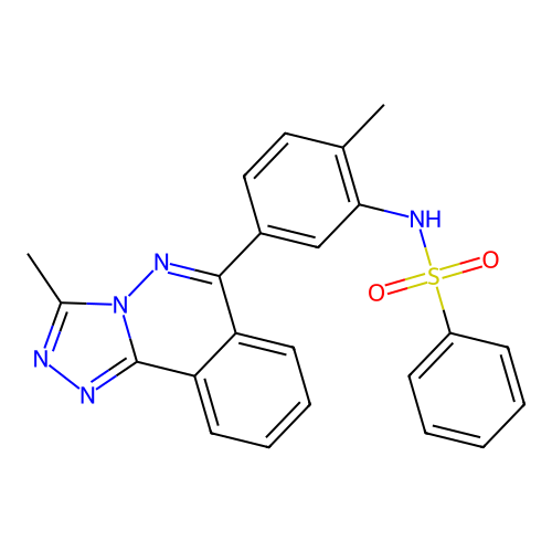 N-(2-methyl-5-(3-methyl-[1,2,4]triazolo[3,4-a]phthalazin-6-yl)phenyl)benzenesulfonamide structure