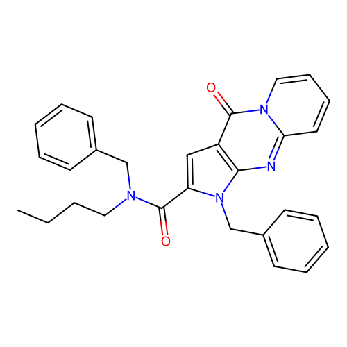 N,1-dibenzyl-N-butyl-4-oxo-1,4-dihydropyrido[1,2-a]pyrrolo[2,3-d]pyrimidine-2-carboxamide structure