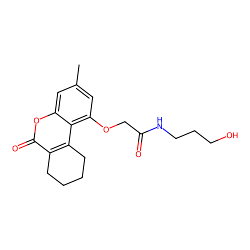N-(3-hydroxypropyl)-2-((3-methyl-6-oxo-7,8,9,10-tetrahydro-6H-benzo[c]chromen-1-yl)oxy)acetamide structure