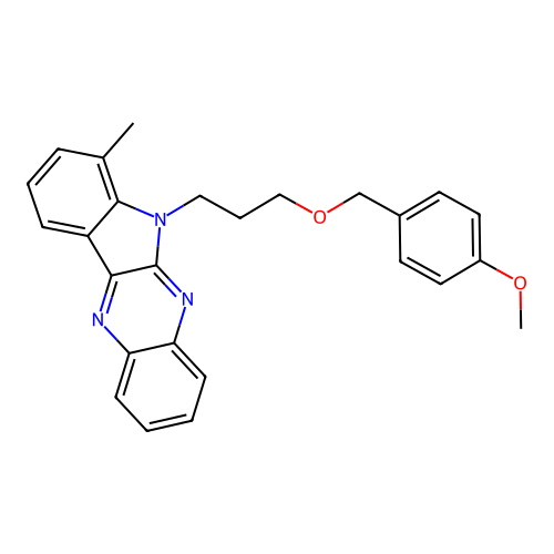 6-(3-((4-methoxybenzyl)oxy)propyl)-7-methyl-6H-indolo[2,3-b]quinoxaline structure