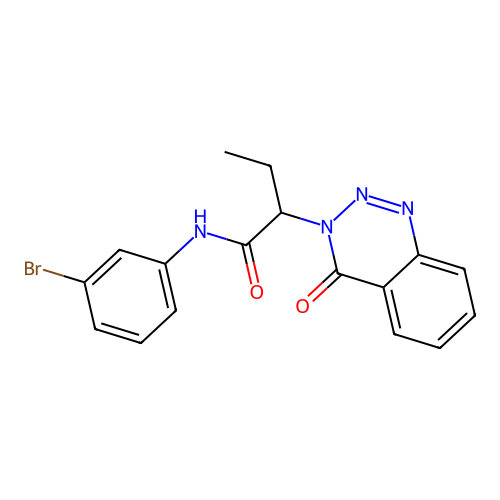 N-(3-bromophenyl)-2-(4-oxo-1,2,3-benzotriazin-3(4H)-yl)butanamide structure