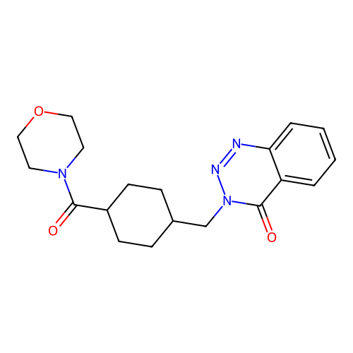 3-{[4-(morpholin-4-ylcarbonyl)cyclohexyl]methyl}-1,2,3-benzotriazin-4(3H)-one structure
