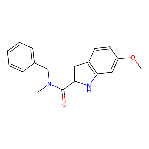 N-benzyl-6-methoxy-N-methyl-1H-indole-2-carboxamide structure