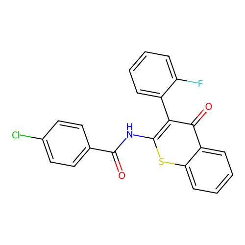 4-chloro-N-(3-(2-fluorophenyl)-4-oxo-4H-thiochromen-2-yl)benzamide structure