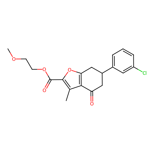 2-methoxyethyl 6-(3-chlorophenyl)-3-methyl-4-oxo-4,5,6,7-tetrahydro-1-benzofuran-2-carboxylate structure