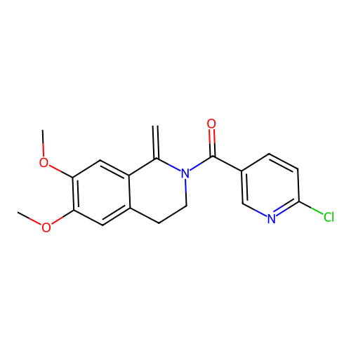 (6-chloropyridin-3-yl)(6,7-dimethoxy-1-methylene-3,4-dihydroisoquinolin-2(1H)-yl)methanone structure