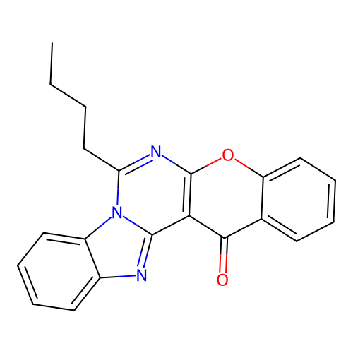 7-butyl-14H-benzo[4,5]imidazo[1,2-c]chromeno[3,2-e]pyrimidin-14-one structure